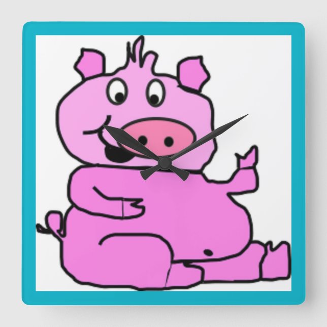 FÅNIG PIGGY FYRKANTIG KLOCKA (Framsida)