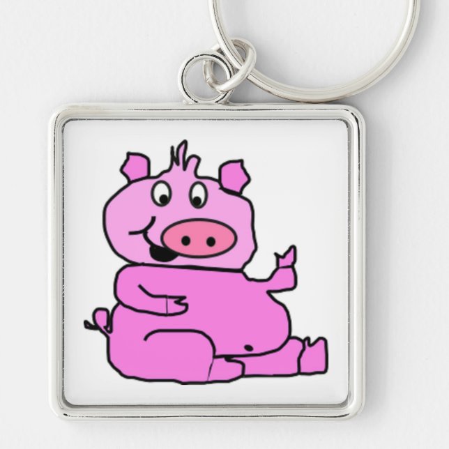 FÅNIG PIGGY FYRKANTIG SILVERFÄRGAD NYCKELRING (Framsidan)