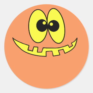 Fånig Pumpkin Ansikte Namn bricka eller Stickers Runt Klistermärke