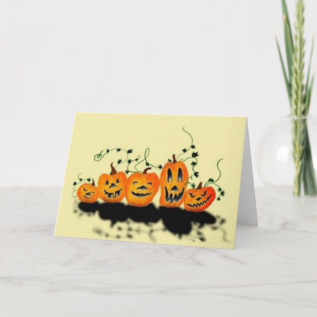 Fånig Pumpkins Halloween-kort Kort (Framsida)