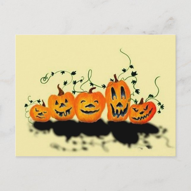 Fånig Pumpkins Halloween-vykort Vykort (Framsida)
