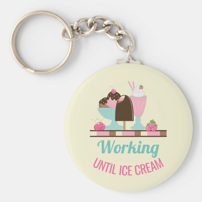 Fånig Pun working to Ice Cream - Yummy Treats Nyckelring (Framsidan)