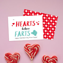 Fånig Red Hearts before Farts Classroom Valentine