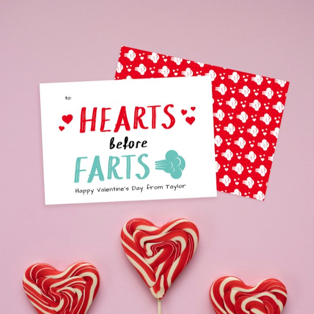 Fånig Red Hearts before Farts Classroom Valentine (Skapare uppladdad)