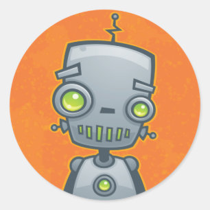 Fånig Robot Runt Klistermärke