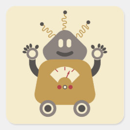 Fånig Robot Sticker Fyrkantigt Klistermärke