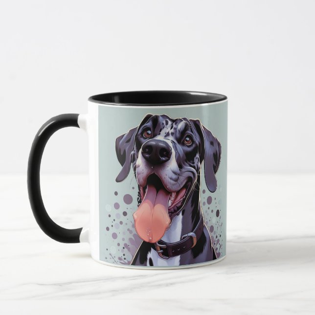 Fånig Roligt Lycklig Great dane Hund Pet Animal Mugg (Vänster)
