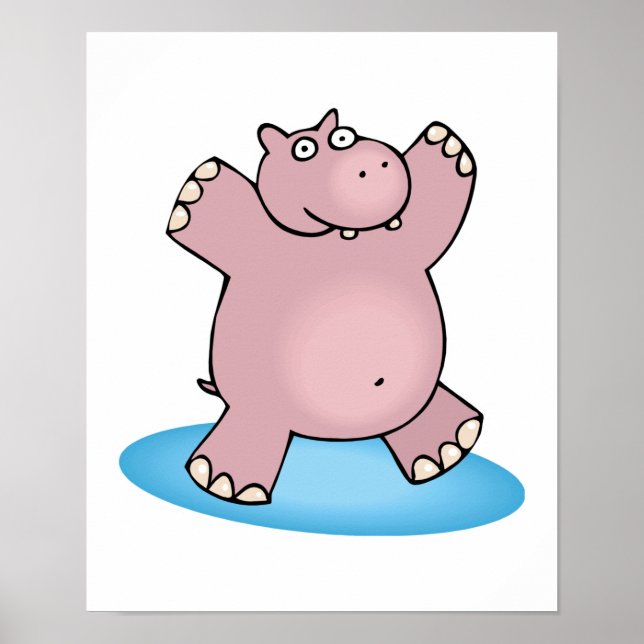 fånig rosa dans hippo poster (Framsidan)