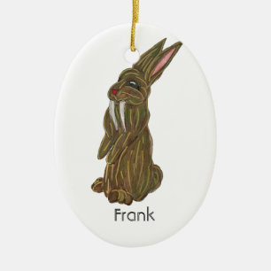 Fånig Saber Tooth Rabbit Julgransprydnad Keramik