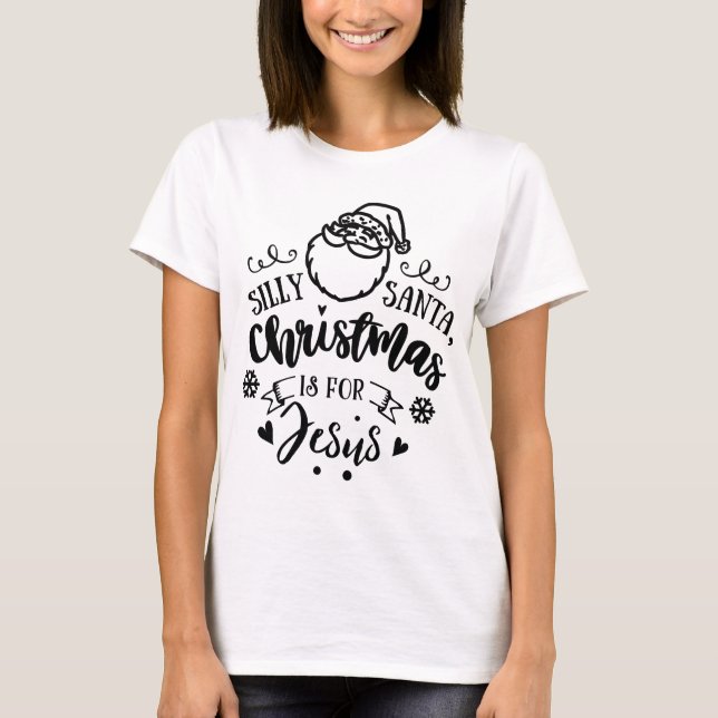 FÅNIG SANTA CHRISTMAS JESUS Helgdag Modern T-shirt (Framsida)