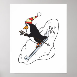 fånig skiing av penguin poster