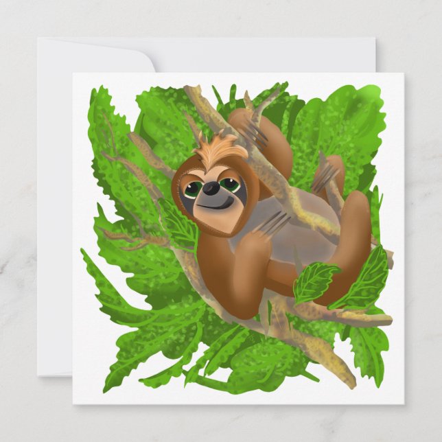 Fånig Sloth avslappning i A Träd Julkort (Framsida)