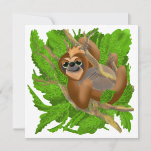 Fånig Sloth avslappning i A Träd Julkort