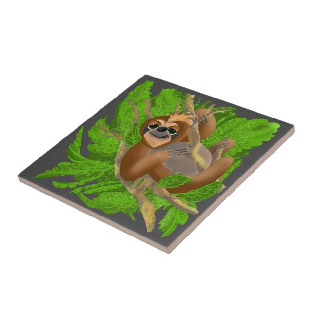 Fånig Sloth Relaxing in a Träd keramic Tile Kakelplatta (Sidan)