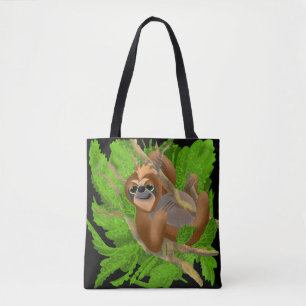 Fånig Sloth-relaxning i en Träd-skulderTote Bag Tygkasse