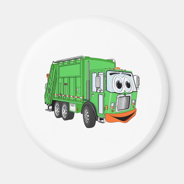 Fånig Smilande Tecknaden Sopor Lastbil Magnet (Framsidan)