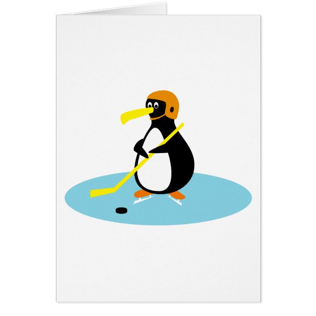 fånig söt ishockeypenguin hälsningskort (Framsidan)