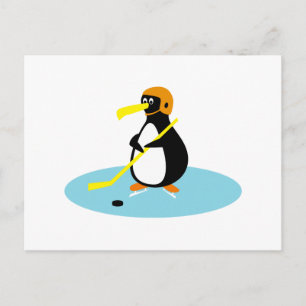 fånig söt ishockeypenguin vykort