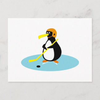 fånig söt ishockeypenguin vykort