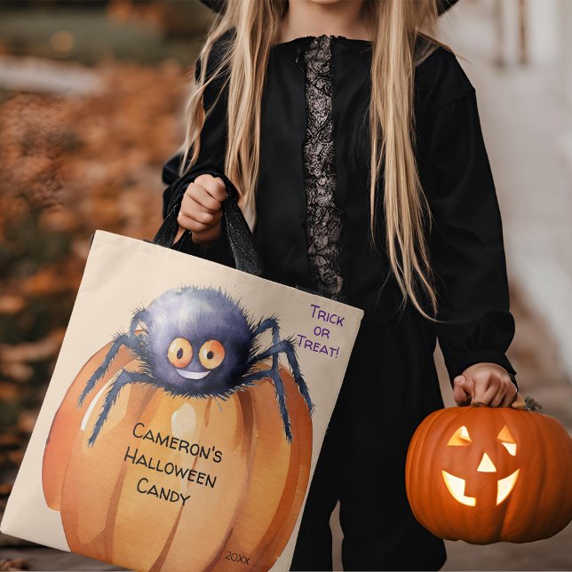 Fånig Spider Halloween Candy Bus eller godis Tygkasse (Skapare uppladdad)