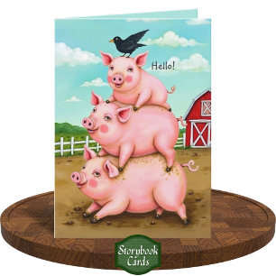 Fånig Stack of Grisar Barnyard Roligt... Kort