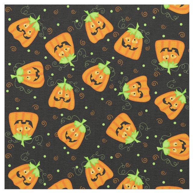 Fånig Stollig Halloween Pumpkin på Black Tyg (Närbild)