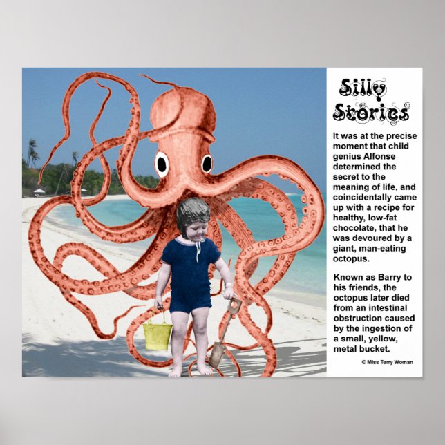 Fånig Storier: Människoätande bläckfisk Poster (Framsidan)