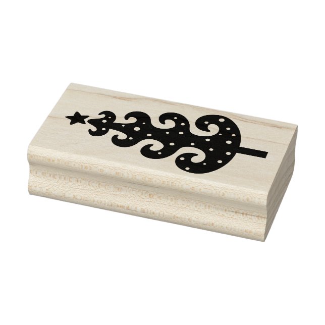 Fånig Stylized Julgran Wood Stämpel (Stämpel)