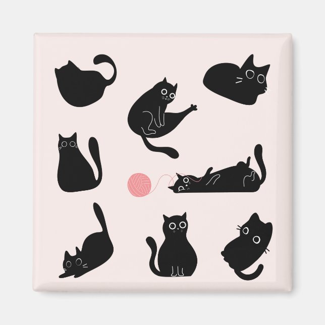 Fånig Svarta katter Magnet (Framsidan)