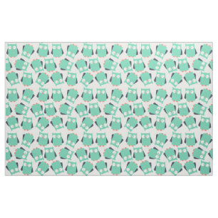 Fånig Teal Uggla Fabric Tyg