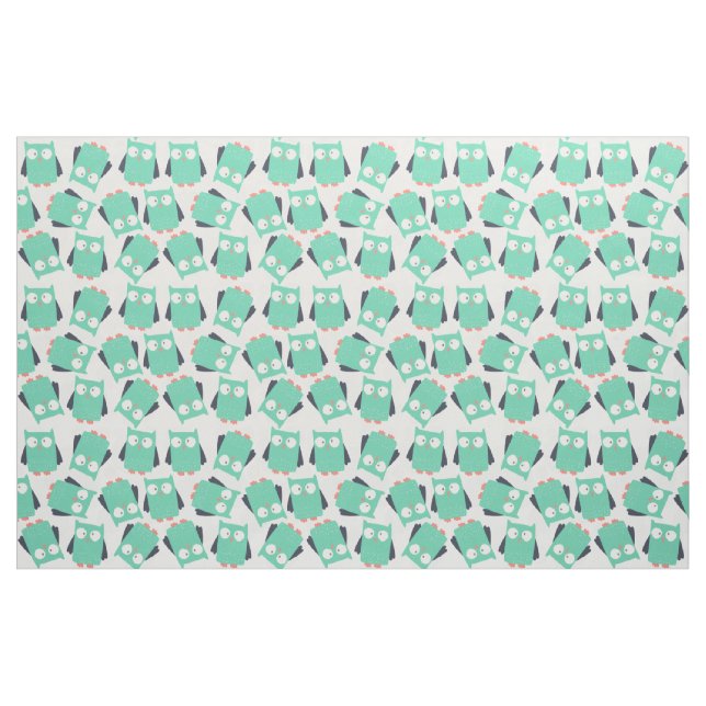 Fånig Teal Uggla Fabric Tyg (Fat Quarter)
