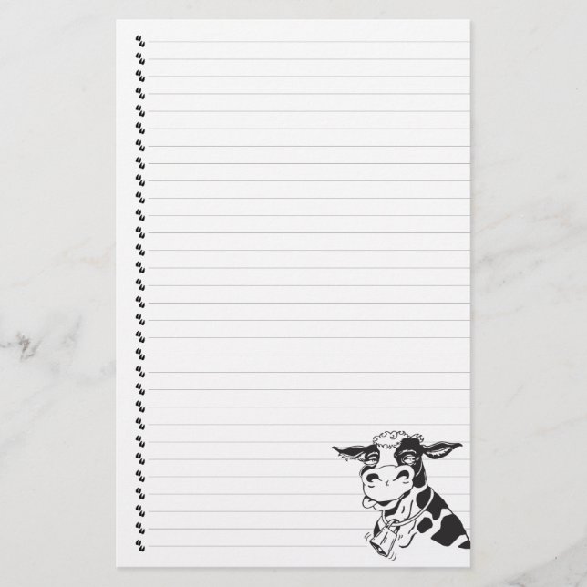 Fånig Tecknad Mejerikock Lintrad Pet Stationery Brevpapper (Framsida)
