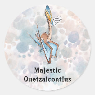 Fånig Tecknad Quetzalcoatlus Pterosaur Runt Klistermärke