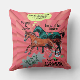 fånig tecknad stil hästar kudde