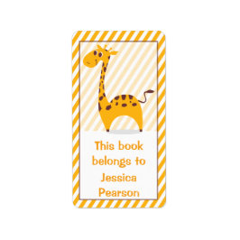 Fånig Tillhören i Bok Giraffe bokskylt Adressetikett
