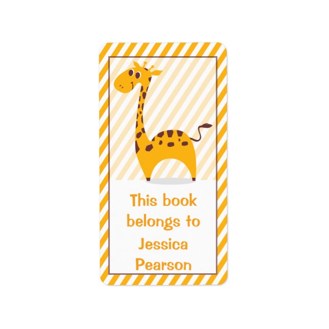 Fånig Tillhören i Bok Giraffe bokskylt Adressetikett (Framsidan)