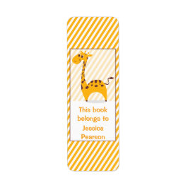 Fånig Tillhören i Bok Giraffe bokskylt Adressetikett
