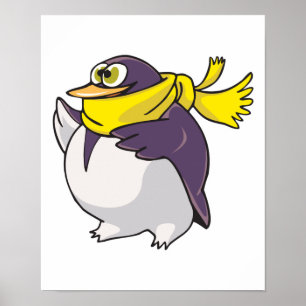 fånig tjock penguin med halsduk poster