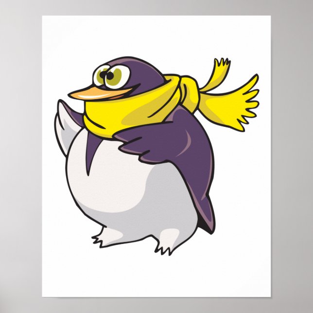 fånig tjock penguin med halsduk poster (Framsidan)