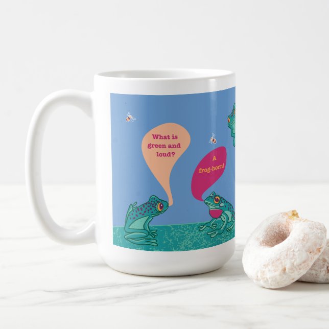 Fånig Träd Frogs - Blå och Grönt Kaffemugg (Med munk)