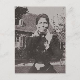 Fånig Viktorian Era Photo Woman Skapar Ansikte Vykort