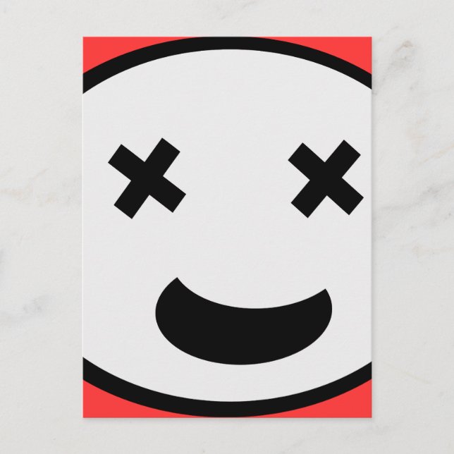 Fånig X Ögon Oval Ansikte Vykort (Framsida)