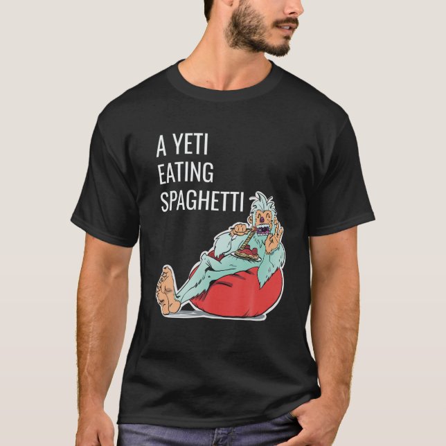 Fånig, Yeti Eating Spaghetti Illustration for Al T Shirt (Framsida)