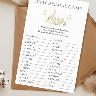 Fåniget Baby djur Game Goose Baby Shower Flygblad