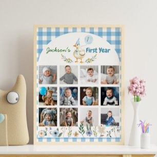 Fåniget blommigt går över första året fotomilstolp poster