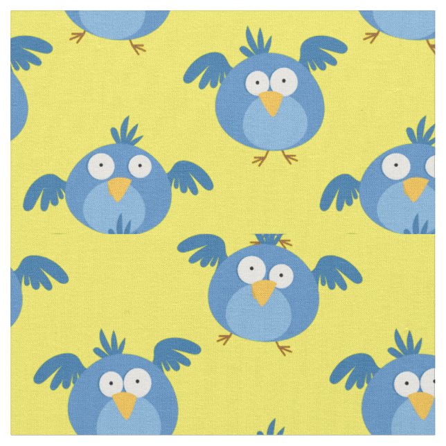 Fåniget Blue Bird Kids Tecknad Tyg (Närbild)
