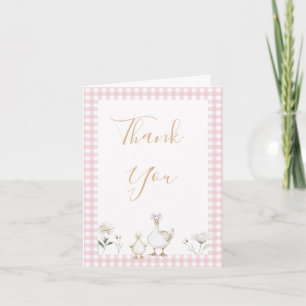 Fåniget Cute Rosa Goose Baby Shower Tack för ditt Kort