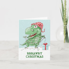 Fåniget Dinosaur Helgdag Rawry Jul Kort