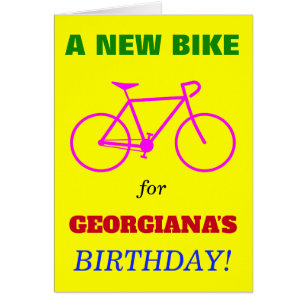 Fåniget "EN NY BIKE FÖR NAMN'S BIRTHDAY!" Hälsningskort