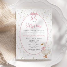 Fåniget går Rosa Bow Blommigt Baby Shower-inbjudan